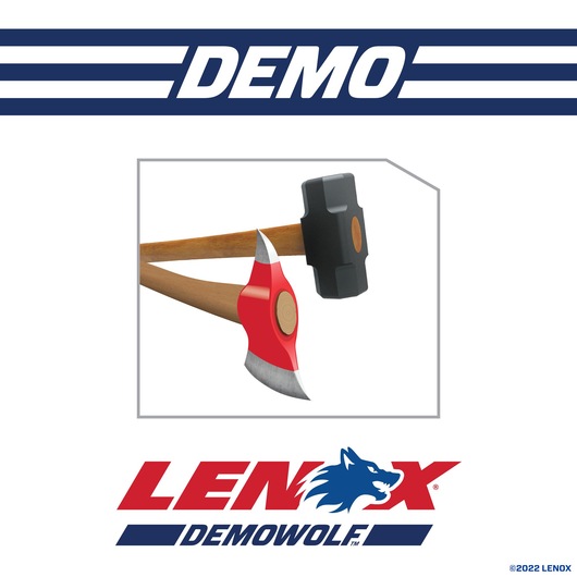 Photo of LENOX DEMOWOLF hammer and axe with wood handles, red and black heads, SKU 2059118, graphics category.