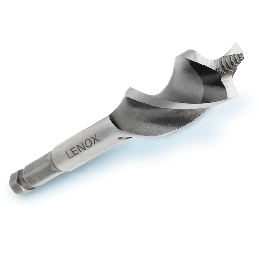 LENOX silver auger drill bit, SKU 1094906A1416, product photography, angled view on white background.
