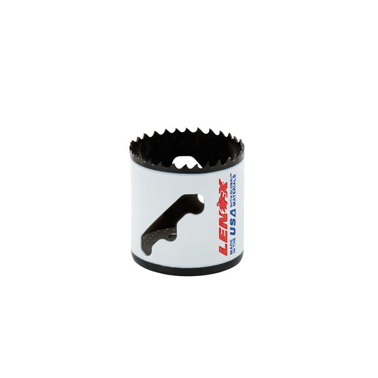 LENOX 1771970 hole saw with white body, black cutting edge, and visible logo, front angle on white background.