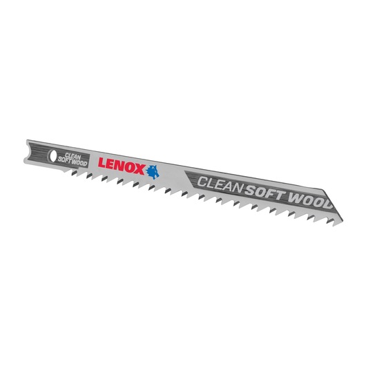 LENOX saw blade for clean soft wood cutting, silver color, angled view, 1991382.
