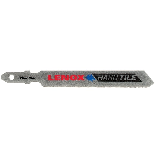 LENOX 1991606 hard tile saw blade, silver with red and black branding, side angle on white background
