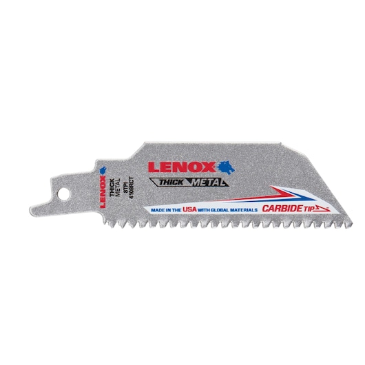 LENOX carbide tip metal reciprocating saw blade, SKU 2014212, side angle on white background.