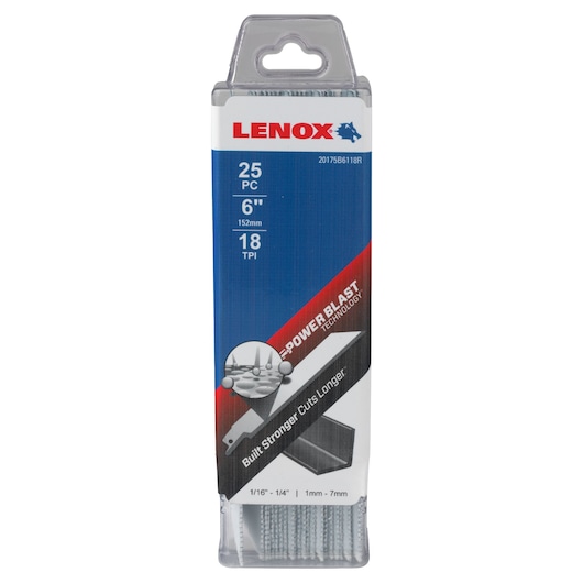 LENOX 6-inch saw blade pack, SKU 20175B6118R, 25 pieces, 18 TPI, photographed on white background.