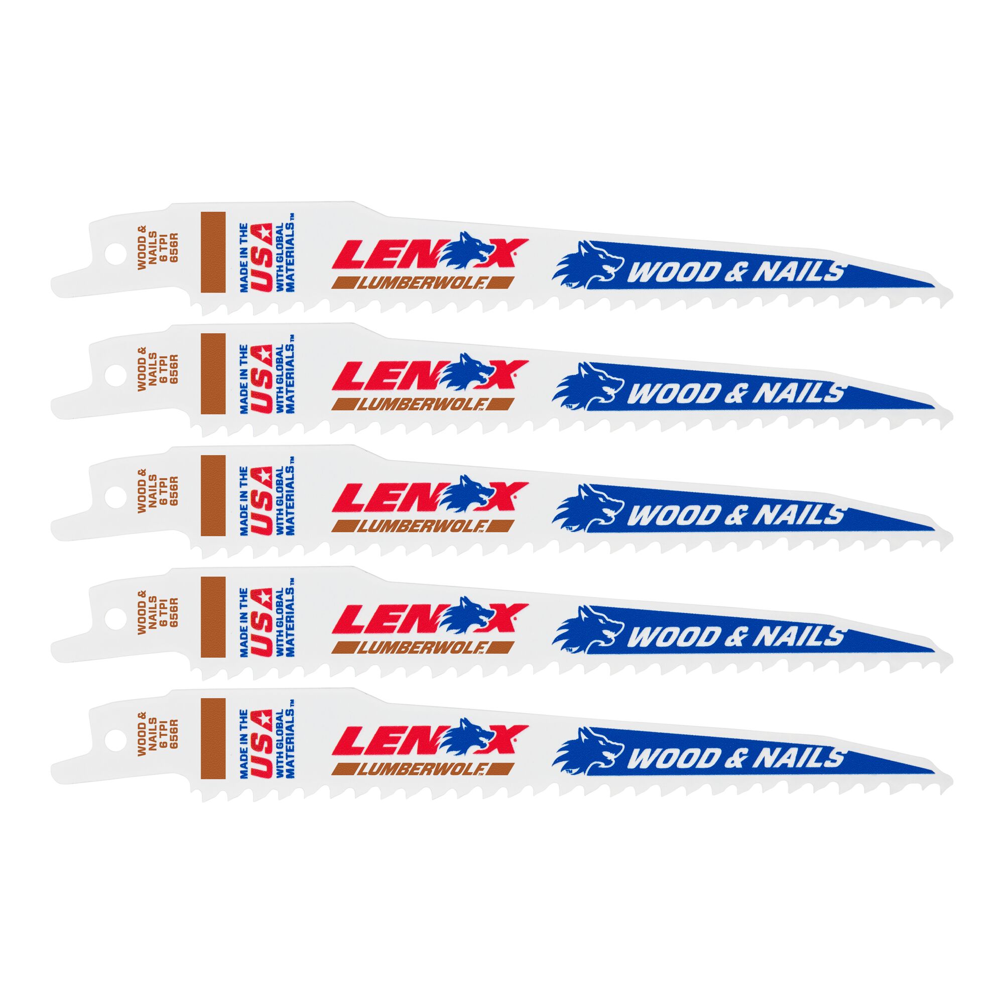LUMBERWOLF™ Reciprocating Saw Blades 6 TPI 152 x 19 x 1.3 mm 5/PK