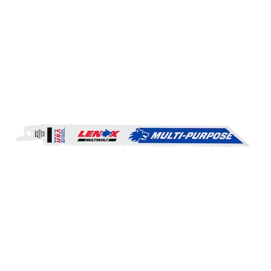 LENOX 20581S810R multi-purpose reciprocating saw blade, straight angle, white with blue and red branding