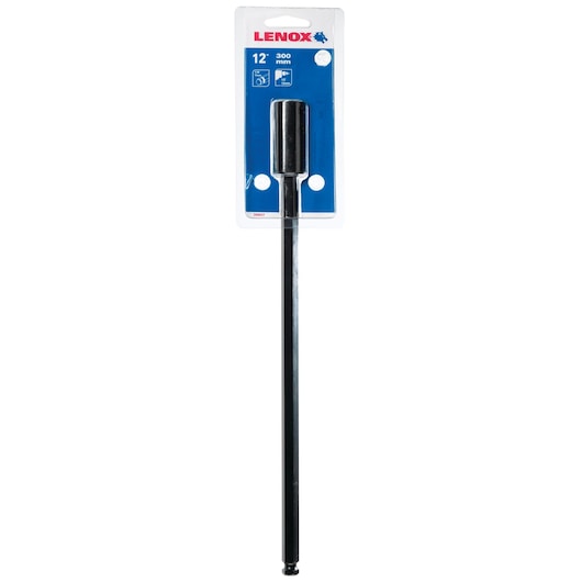 Photo of LENOX 12-inch extension bar in black, SKU 3084712X, shown in retail packaging, front angle.