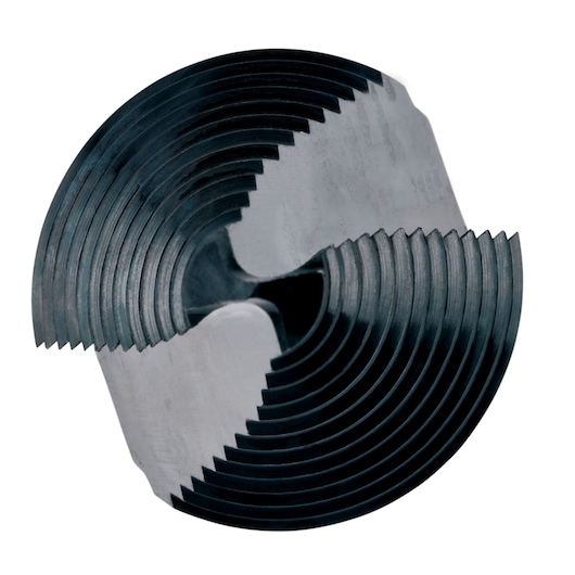 LENOX 30882VB2 close-up photo of a metal round adjustable cutting die with sharp ridged edges.