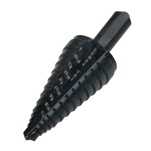 LENOX 30882VB2 step drill bit with clear size markings, angled view on white background.