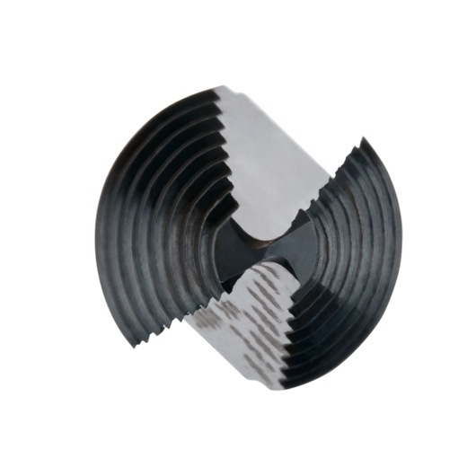 LENOX 30883VB3 metal cutting tool bit front view, showing spiral flutes and sharp cutting edges on white background.