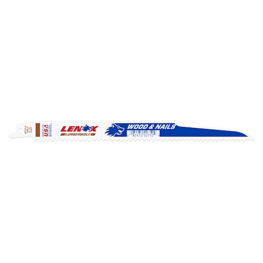 LENOX Wood Cutting Reciprocating Saw Blade With Power Blast Technology, Bi-Metal, 9-Inch, 6 Tpi on white background
