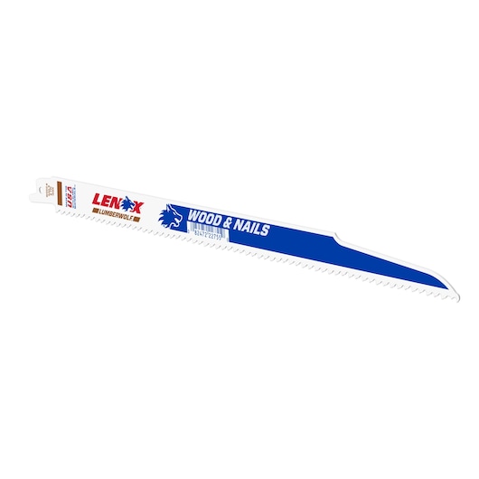 LENOX Wood Cutting Reciprocating Saw Blade With Power Blast Technology, Bi-Metal, 12-Inch, 6 Tpi side view on white background