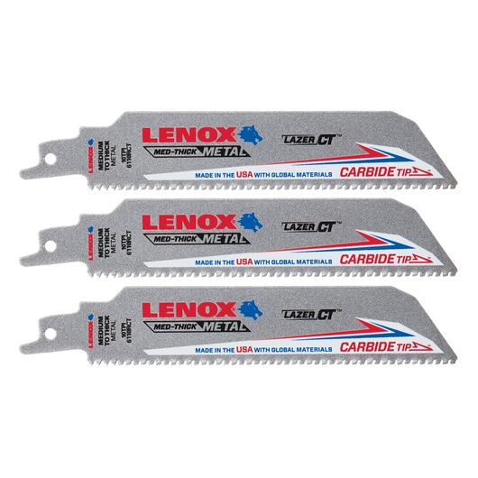 6 in. x 1 in. LAZER CT™ 10 TP1 Carbide Tipped Reciprocating Saw Blades (3 PK)