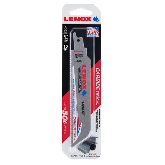 6 in. x 1 in. LAZER CT™ 10 TP1 Carbide Tipped Reciprocating Saw Blades (3 PK)