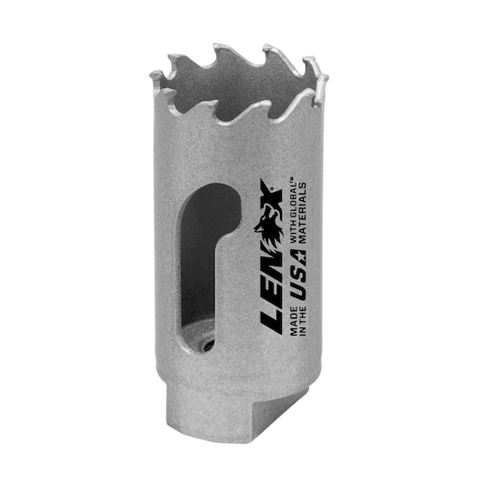 LENOX LXAH3118 hole saw with jagged teeth, silver color, front angle on white background.