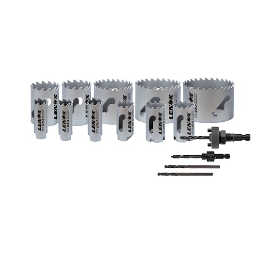 LENOX Tools Hole Saw Kit, Carbide Tipped, 11-Piece (LXAH3GSET11)