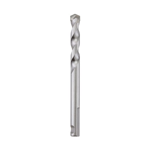 LENOX LXAH99314CTPB silver masonry drill bit, straight shank, front angle on white background.