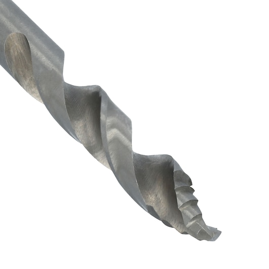LENOX LXAH99314SPB silver metal twist drill bit, close-up, angled on white background, tool accessory.