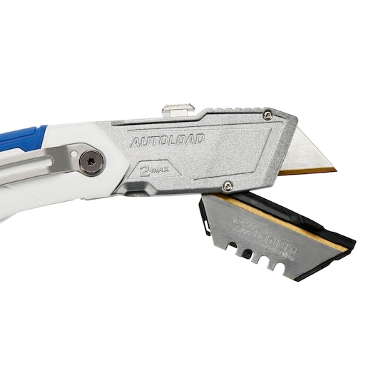 LENOX LXHT10600 utility knife with autoload feature and blade storage, side view on white background.
