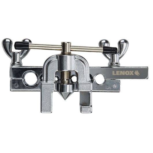 Photo of LENOX LXHT82250 silver flaring tool with black handle on white background.