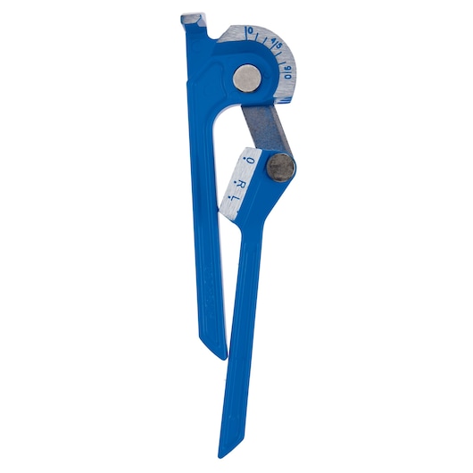LENOX LXHT82257 blue tube bender with angle markings, side view on white background.